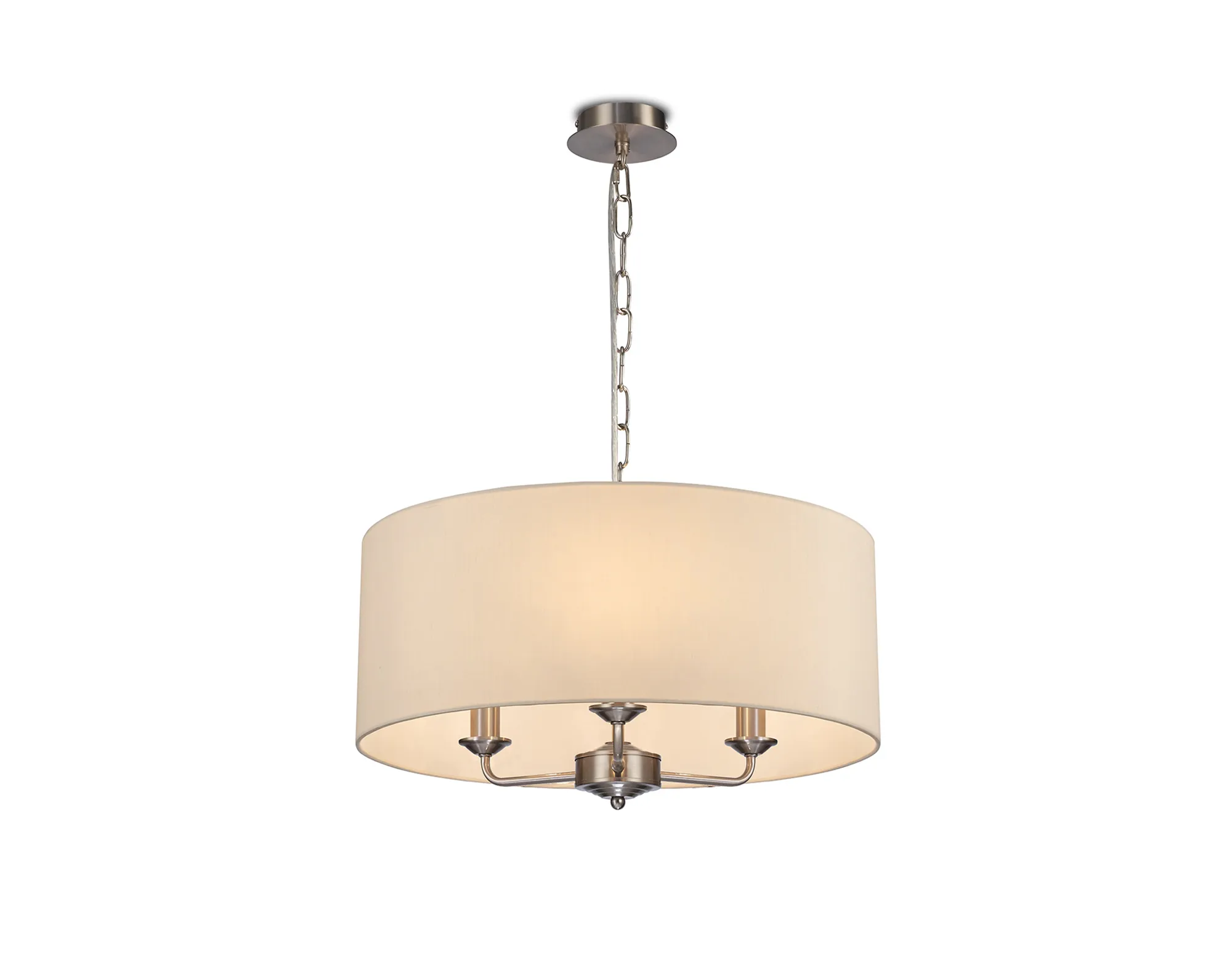 DK0075  Banyan 50cm 3 Light Pendant Satin Nickel; Ivory Pearl/White